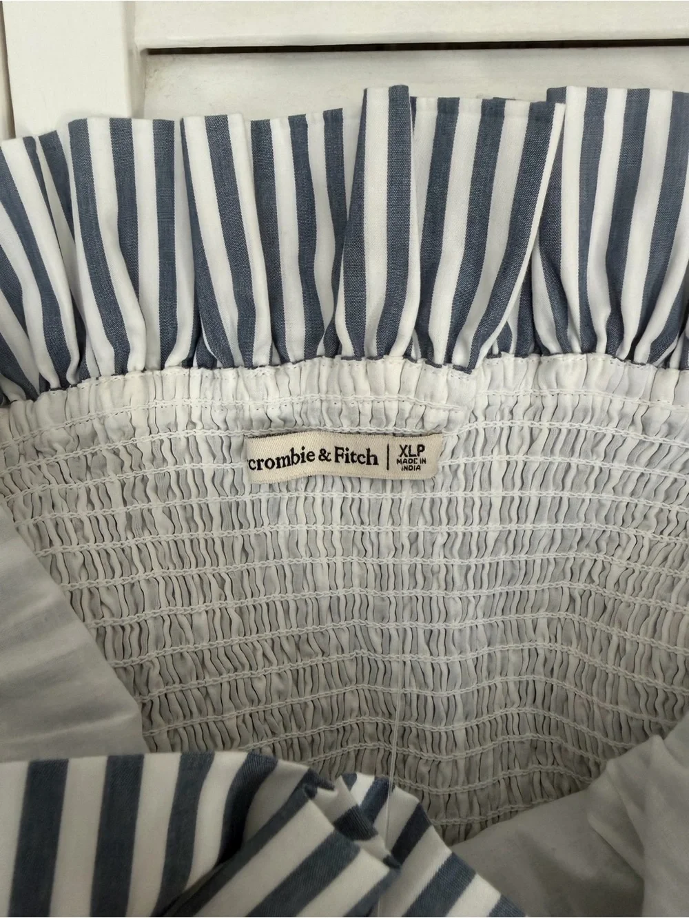 Abercrombie & Fitch Blue and White Striped Ruffle Sundress - Petite